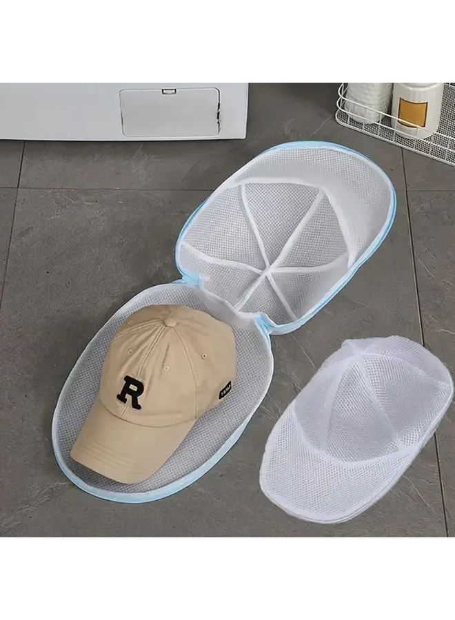 Blue Portable Self Standing Hat And Clothing Washer Protector With Zipper Closure Laundry Cage - Image 1